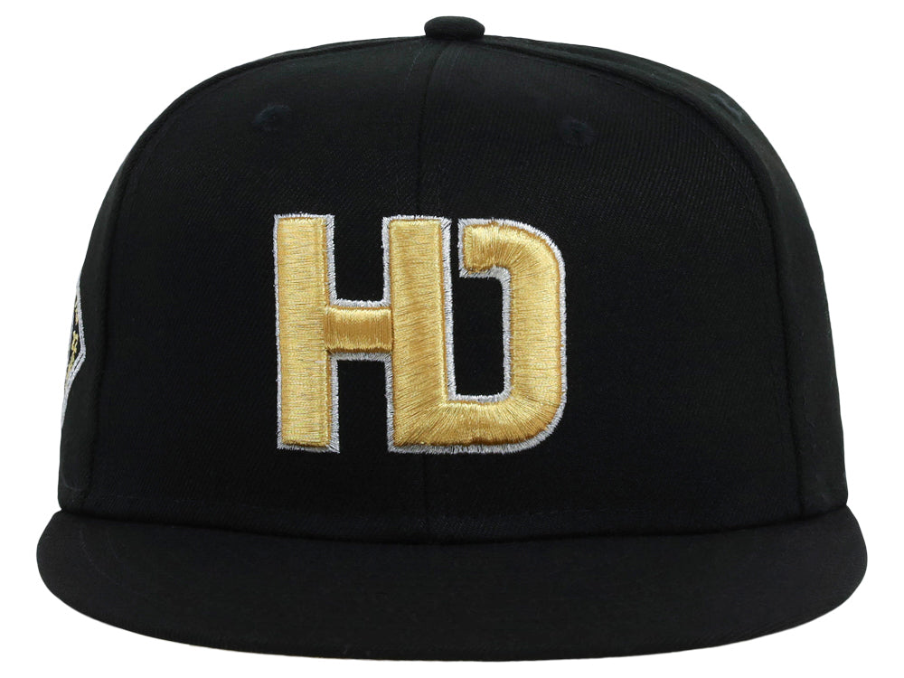 Lids Hat Drop Branded HD Fitted Cap - Black/Black/Gold - Image 5