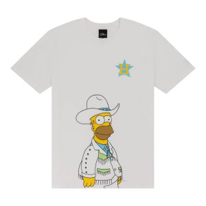 Houston Astros MLB Simpsons New Era T-Shirt - Localized - Homer 'Cowboy' Tee - White/White